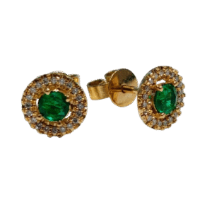 Aretes en Oro 18k con Esmeralda Certificada y Diamantes AR66