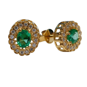 Aretes en Oro 18 kilates Esmeralda Certificada y Diamantes AR64