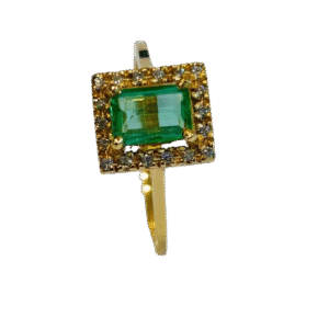Anillo en Oro 18k con Esmeralda y Diamantes AN001