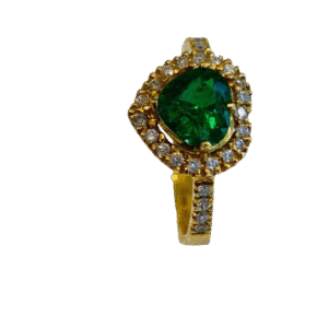 Anillo en Oro 18k con Esmeralda y Diamantes AN042