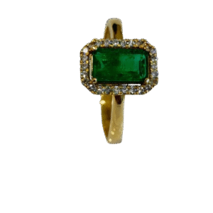 Anillo en Oro 18k con Esmeralda y Diamantes AN043