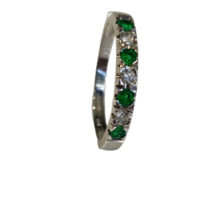 Anillo en Oro Blanco 18k con Esmeralda y Diamantes AN061