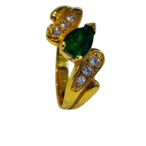 Anillo en Oro 18k con Esmeralda y Diamantes AN074